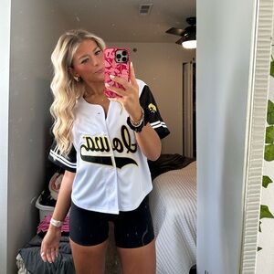 Script Iowa Cropped Baseball Jersey